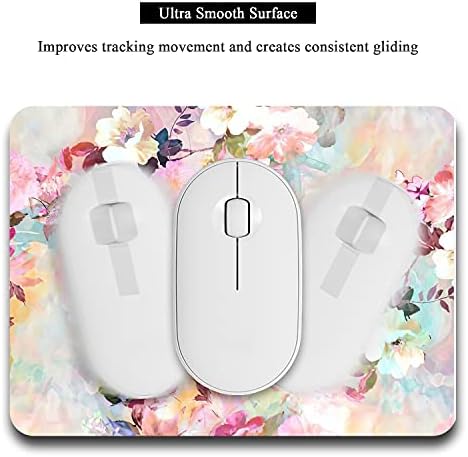 Small Mouse Pad, Mini Mouse Pad 6 x 8 In, Thick Rubber Waterproof Mouse Mat, Cute Mousepad for Women Men Kids Wireless Mouse Mini Laptops Keyboard Tray Home Office Travel, Floral Pink Flowers