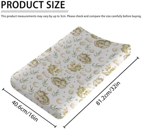 Cute Dragon Moon Stars Leaves Baby Changing Pad Cover,Unisex Dragon Nursery Diaper Changing Table Pad Mat Sheet for Boys Girls-16x32