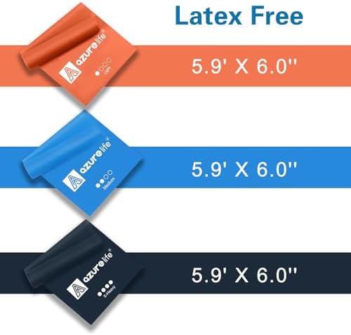 A AZURELIFE Resistance Bands,Professional Long Non-Latex Elastic Stretch Bands,Exercise Bands for Physical Therapy, Yoga, Pilates, Rehab, at-Home or The Gym Workouts, Strength Training
