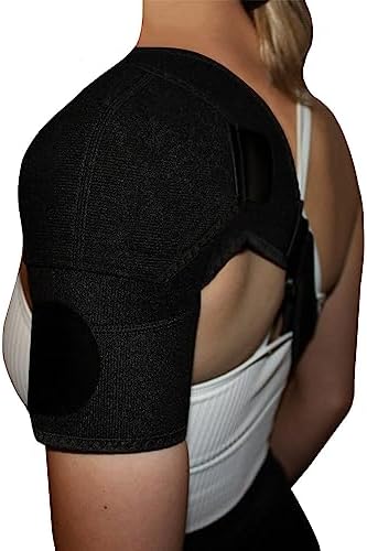 Fenzer Recovery Shoulder Brace for Men and Women, Shoulder Stability Support Brace, Adjustable Fit Sleeve Wrap, Relief for Shoulder Injuries and Tendonitis, One Size Regular (BLACK)