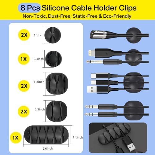 [313Pcs] Cable Management Kit, Reusable Computer Desk Cord Organizer, Black