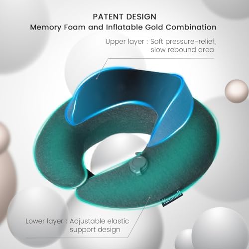 Keemall Upgraded Premium Inflatable Travel Neck Pillow for Airplane & Car