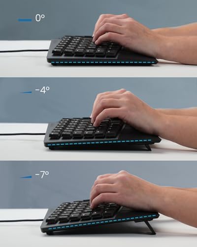 Perixx PERIBOARD-535RD [Firmware Updated] Wired Ergonomic Mechanical Keyboard - Full-Size - Low-Profile Red Linear Switches - NKRO Anti-Ghosting - Compatible with Windows and macOS