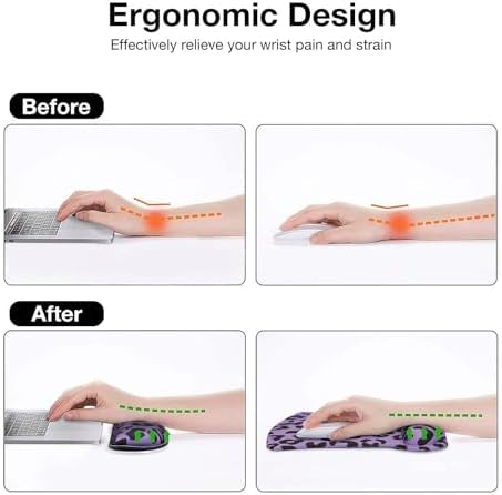 MOSISO Leopard Grain Wrist Rest Support for Mouse Pad&Keyboard Set, Purple