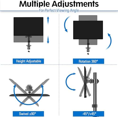 MOUNTUP Single Monitor Mount, Adjustable Monitor Stand for Max 32 Inch Flat Curved Computer Screen, Monitors Arm Desk Mount Fit VESA 75x75& 100x100, up to 17.6lbs, with C-Clamp and Grommet Base, Black