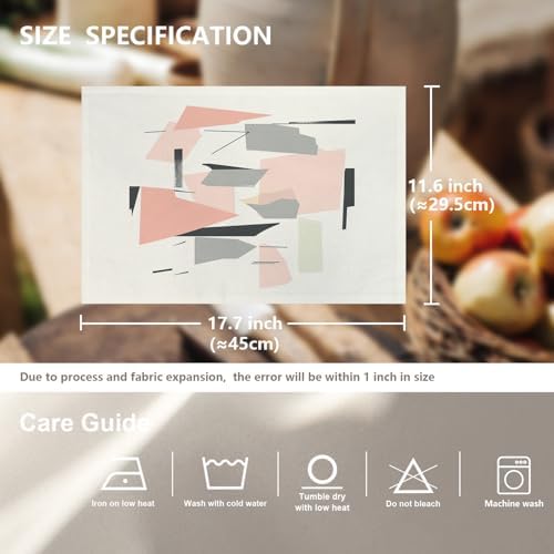 Minimalist Abstract Composition Linen Placemats, Geometric Forms Contemporary Art Table Mats for Table Washable Heat Insulation Thick Dining Mat, Indoor/Outdoor 12X18 in 4 Pcs