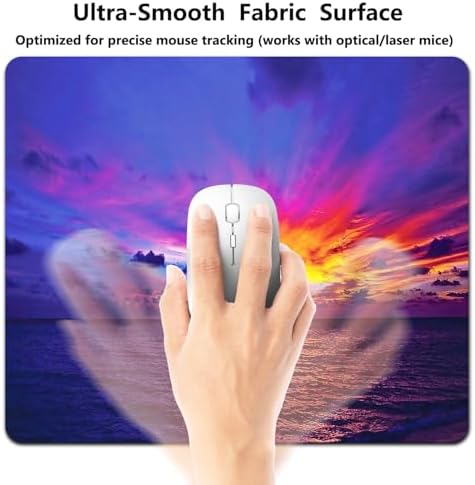 9.5x7.9 Inch Office/Gaming Mouse Pad, Vibrant Purple Ocean Colorful Dramatic Tropical Sunset Seascape, Cute Anti-Slip Mat for Desk Decor