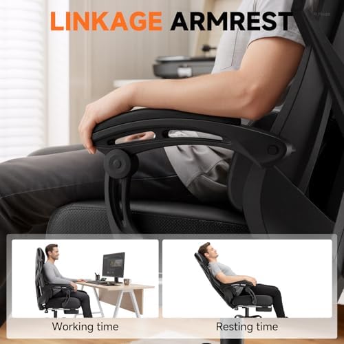 GTPLAYER Computer Chair with Adjustable Footrest, Ergonomic Gaming Chair with Headrest and Lumbar Support, Breathable Mesh Office Chair for Adults, High Back Reclining Desk Chair for Gaming and Office