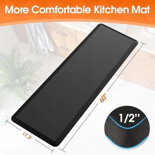 TranquilRelax 17.3''x60'' Large Kitchen Mat Rug, Comfort Mat for Floor, Non-Slip, Waterproof & Stain Resistant & Easy Clean, Standing Desk Mat for Kitchen, Sink, Office