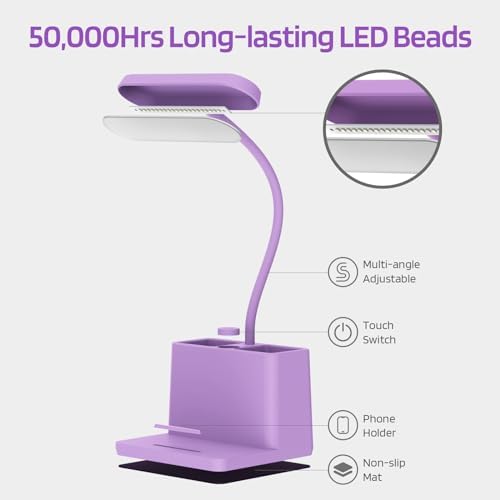 AXX Purple Desk Lamp, Cute Table Light for Home Office College Dorm