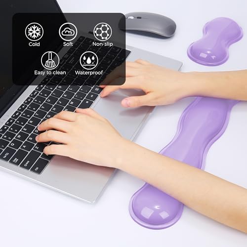 Gel Wrist Rest for Keyboard and Mouse, Wrist Rest for Keyboard, Mouse Wrist Support, Pain Relief, Cool Touch, Non-Skid, Wrist pad Set