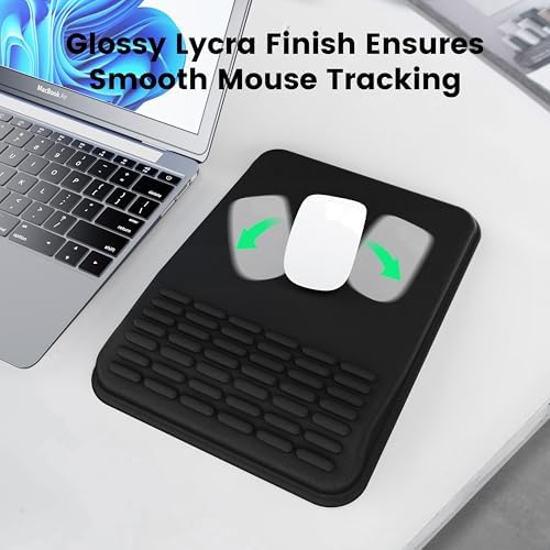 MEKASS Mouse Pad with Wrist Rest, Ergonomic Slope Mousepad for Carpal Tunnel Pain Relief, Memory Foam Desk Computer Wrist Support Mouse Pad with Non-Slip PU Base for Office Home (Beach)