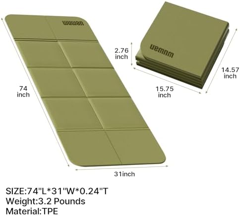 Foldable Yoga Mat 75"x31"x0.24" Portable Exercise Mat