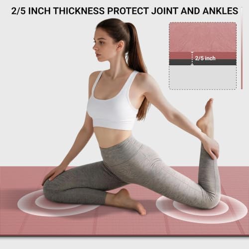 READAEER Foldable Fitness Yoga Mat | 2/5" (10mm) Extra Thick | Non-Slip TPE | 75x26" Extra Long-Wide | Portable & Easy Store | for Yoga, Pilates, Home Gym & Full-Body Workouts