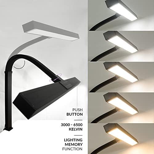 Neatfi 3,000 Lumens LED Desk Lamp with Clamp | Dimmable | 5 Brightness Levels & 5 Light Modes | Memory Function | Eye-Caring Flexible Lamp for Home & Office (31.5 Inches, Black)