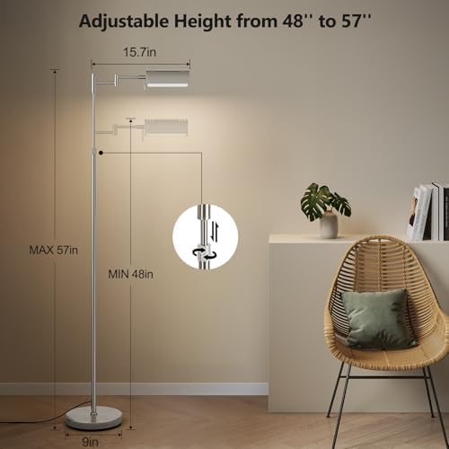 SUNMORY Dimmable LED Pharmacy Floor Lamps, 16W/1500LM Bright Reading Lamp