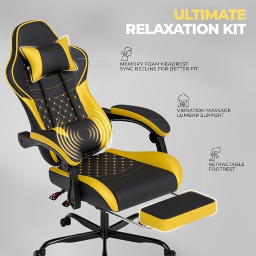Ergonomic Video Gaming Chair Blackyellow