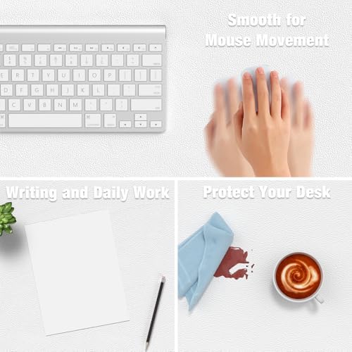 Hsurbtra Desk Pad, 48" x 17" PU Leather Desk Mat, XXXL Extended Mouse Pad, Waterproof Desktop Blotter Protector, Non-Slip Ultra Thin Large Laptop Keyboard Writing Mat for Office Home, White