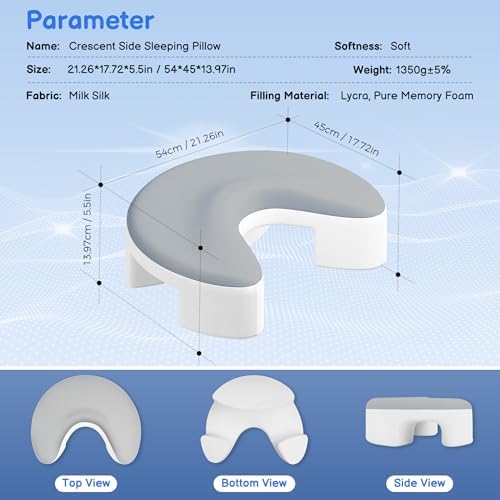 Side Sleeper Pillow with Arm Holes -arm Pillow Ergonomic for Cervical, Neck, Shoulder & Rotator Cuff Pain Relief - ldeal for Side Sleepers Grey
