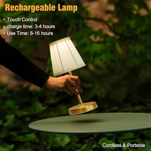 3000mah Battery Powered Lamp for Home,Small Cordless Lamps Rechargeable,3 Color Temperature 5W LED Touch Lamp Battery Operated Table Lights,Wireless Lamps for Tables,Kitchen,Living Room (Gold,H11”)