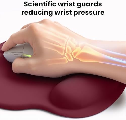 Mouse pad with Wrist Rest,Relieving Pain Memory Foam Computer pad, Ergonomic Desktop Mouse, Silicone Material Mouse pad, with Non-Slip PU Base (red)