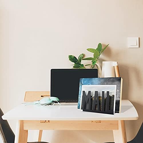 Desktop Letter Holder, Two-Sided Designs Black Metal Desktop Cutout Mail Letter Holder, Letter Sorter Envelope Holder for Home Office School, Bill Filling Paper Document
