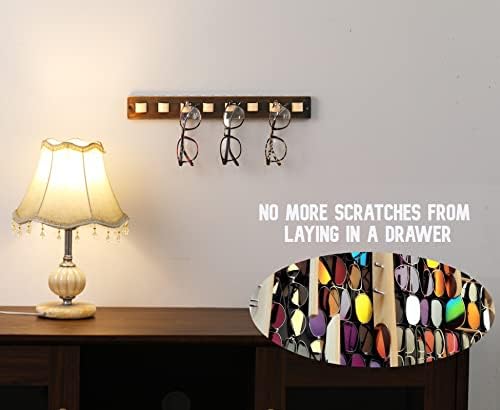Gifts for Men Sunglass Organizer Wall Mounted Sunglasses Rack Wood Sun Glasses Holder for Multiple Glasses Hanger Storage Unique Birthday Gifts for Husband Dad