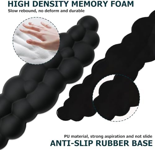 Cloud Wrist Rest Keyboard, PU Leather Memory Foam Wrist Rest for Computer Keyboard, Ergonomic Keyboard Wrist Rest Pad and Cute Mouse Wrist Rest for Gaming, Office, Computer, Typing Pain Relief, Black