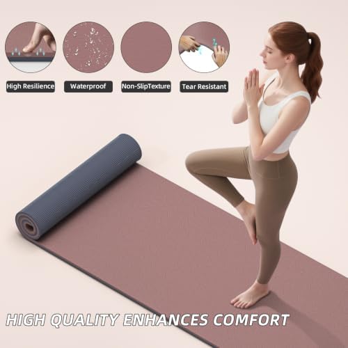 ILILI 10mm Extra Thick, TPE Yoga Mat, 76×28 Inch Extra Long, Carrying Strap