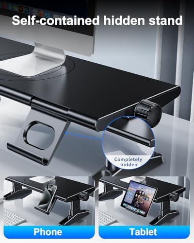 Computer Monitor Stand Riser for Desk with Usb Hub Charging,30W/5Gbps Usb C Docking Station with Power,4.4-5.7''Freely Height Adjustable with Phone Stand,Monitor Stands Riser for PC,Laptop,Printer,TV
