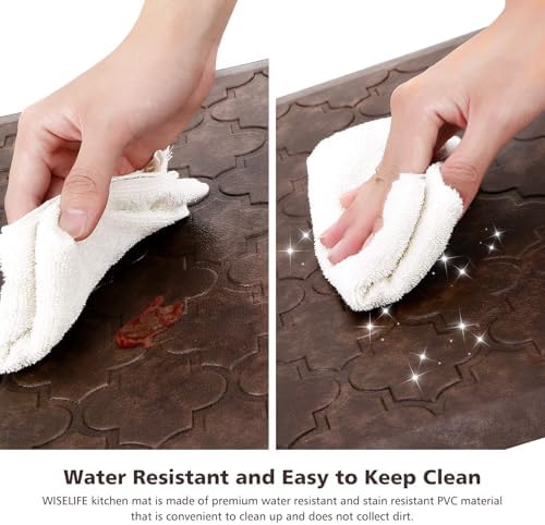 WISELIFE Kitchen Mat, Cushioned Anti Fatigue Floor Mat, 17.3"x28" Brown