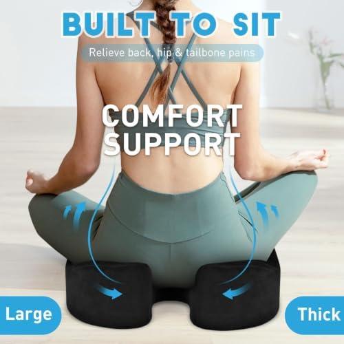BlissTrends Extra Thick Seat Cushion for Office Chair & Car Seat, Black