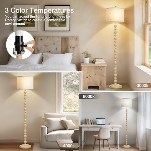Luvkczc Farmhouse Floor Lamps for Living Room, Standing Lamp with Bulb