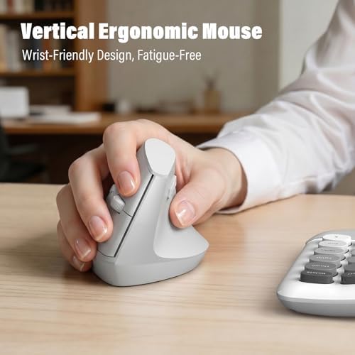 MOFII Wireless Ergonomic Keyboard and Mouse Combo, Split Curved Keyboard with Wrist Rest, Vertical Mouse, 2.4G, for PC Laptop Desktop Mac- Gray Gradient Colorful