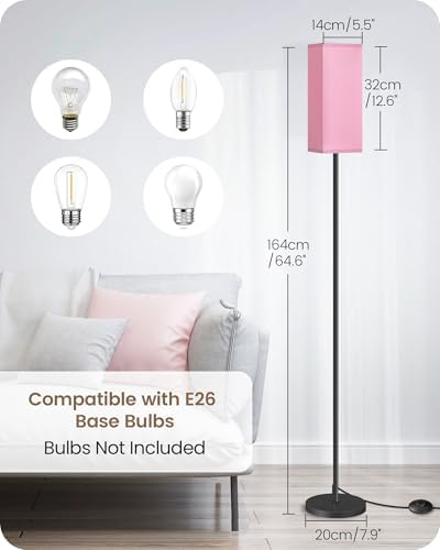 2 Pack Floor Lamp, Pole Lamp with Foot Switch, Modern Standing Lampshade, Minimalist Freestanding Lamp (Bulb Not Included), for Living Room, Bedroom Office, Black and Pink P07LDP205
