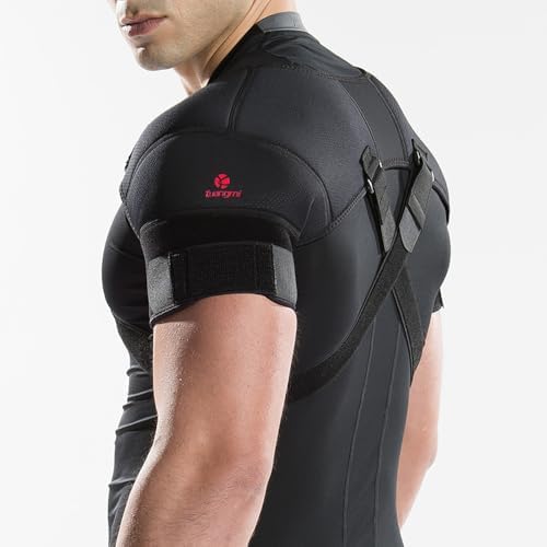 Kuangmi Double Shoulder Support Brace Strap Wrap Neoprene Protector,XL