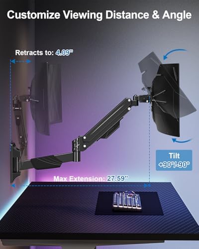 Single Monitor Wall Mount for Max 43" Holds up to 33.1lbs Screen