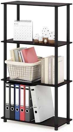 Furinno Turn-N-Tube Toolless 4-Tier Storage Shelves, Walnut