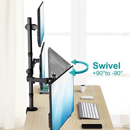 MOUNT PRO Triple Monitor Mount, Monitor Desk Mount for 3 Screens up to 32 inch, 17.6 lbs Each, Fully Adjustable Stacked Computer Stand, Table VESA Mounting, C clamp/Grommet Base