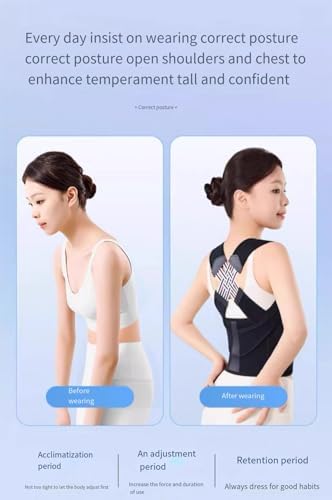 Posture Corrector for Kyphosis, Unisex Back Brace Support, Breathable Adjustable Shoulder Brace with Strong, Back posture support belt，Black and Pink (Pink, X-Large)