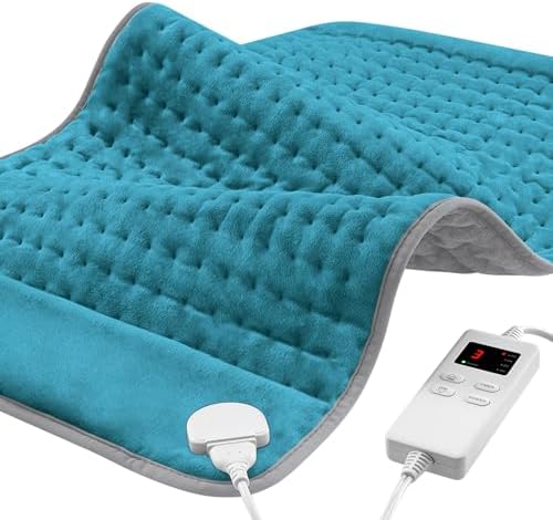 Heating Pad for Back Neck Shoudler Period Cramps Pain Relief，Portable Heating Pad Christmas Mother's Gifts for Women, Men, Mom, Wife, 6 Heat Levels & 4 Timer (Cyan)