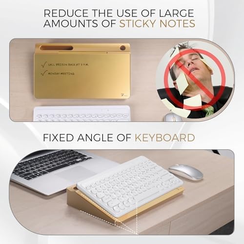 TOWON Compact Glass Desktop Whiteboard with Storage 12x7 in, Metallic Gold