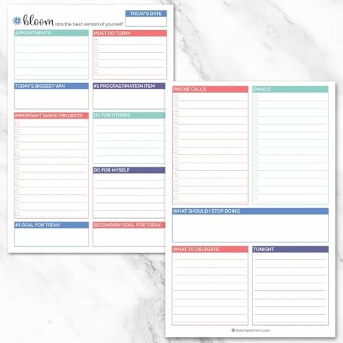bloom daily planners Double Sided Daily To Do List Planning Pad - 80 Tear Off Sheets for Work, Home or Office Organization (Teal) - 6" x 9"