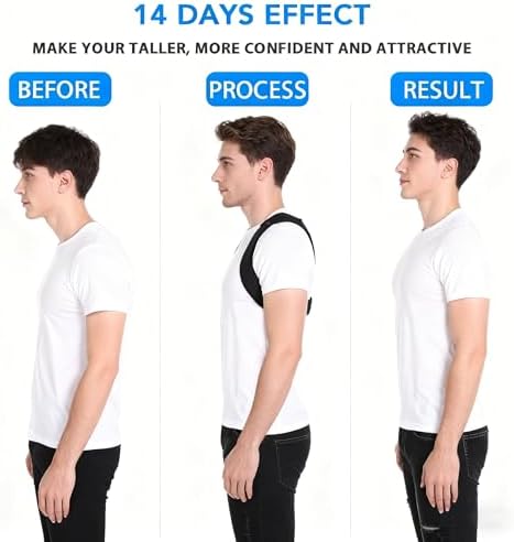 Posture Corrector for Women Men, Copper Upper Back Brace, Back Straightener Support Correcting Hunchback and Bad Posture, Back Pain Relief for Neck, Shoulder, Clavicle, Black, S/M
