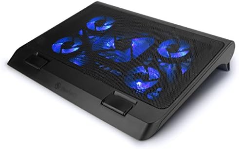 ENHANCE Gaming Laptop Cooling Pad Stand with LED Cooler Fans , Adjustable Height , & Dual USB Port for 17 inch Laptops - 5 Ultra Quiet High Performance Fans 2630 RPM & Built-In Bumpers - Blue