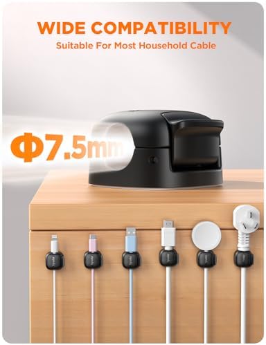 12Pack Cord Organizer - Chfeila [Dual Spring & Clasp Lock] Cable Management Clips, Adhesive Phone Charger Keeper, Compact Wire Holder for Nightstand/Car, Home Office Desk Accessories Decor Essentials