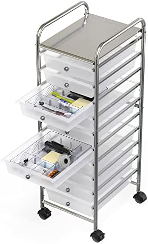 Simple Houseware Drawer Organizer Tray, 9 Adjustable Compartments, Clear