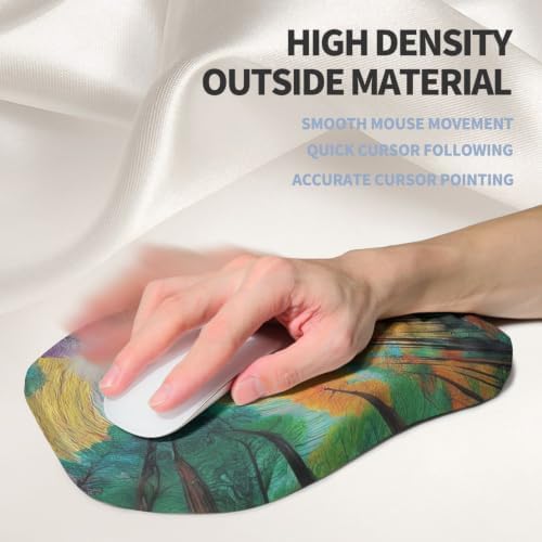 Ergonomic Raised Mouse Pad Wrist Support with Bilateral Slope Memory Foam Mousepad for Wrist Rest and Carpal Tunnel Pain Relief 11.8x7.9〃Fantasy Forest Realm