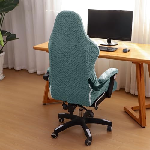 FORCHEER Green Gaming Chair Covers with Armrest Covers Stretch Jacquard Computer Game Chair Slipcover 4 Pieces Cat Scratch Proof Washable