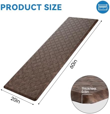 Kitchen Mats for Floor, Wide Long Anti Fatigue Cushioned Mat, Brown